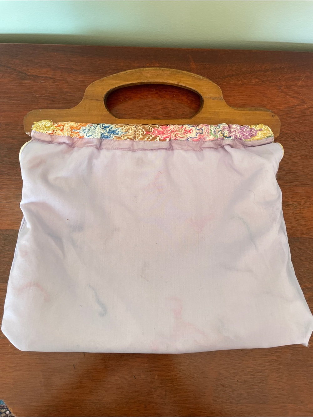 VNT Knitting Bag Multicolor with Wooden Handle - Picture 6 of 8